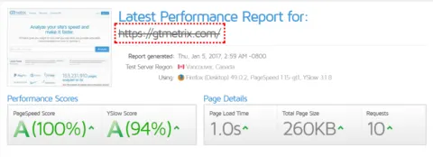GTmetrix report showing how to speed up your website