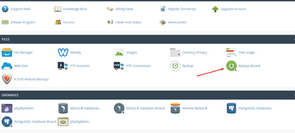 Backup Wizard icon in cPanel