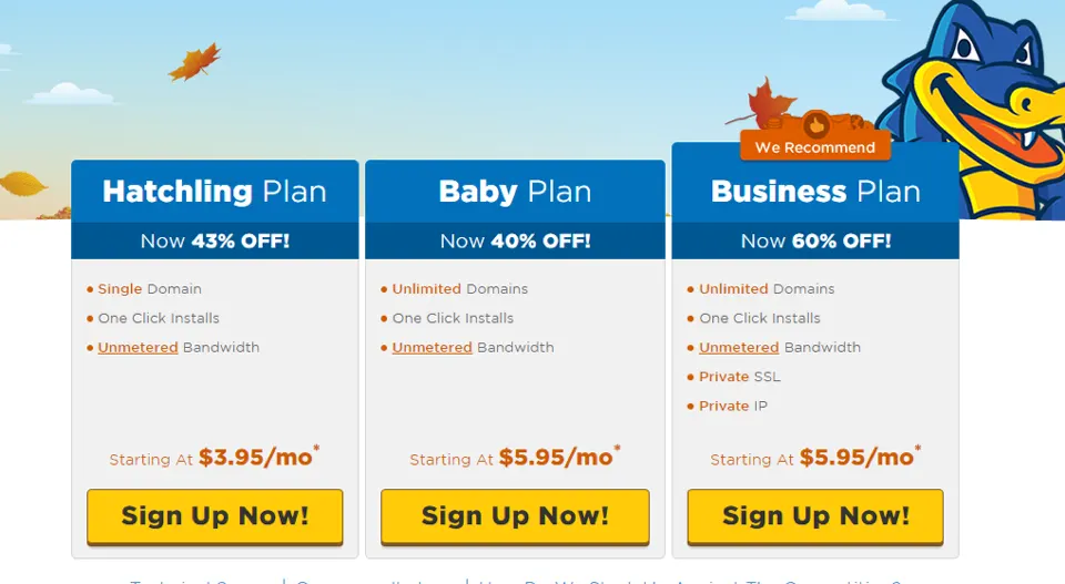 HostGator hosting prices