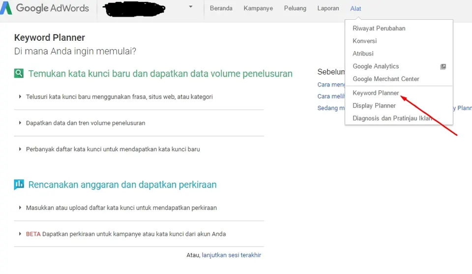Cara riset Keyword google planner